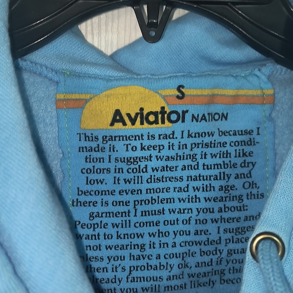 Aviator Nation Smiley 2 Relaxed Cropped Pullover Hoodie Size S - Picture 3 of 5
